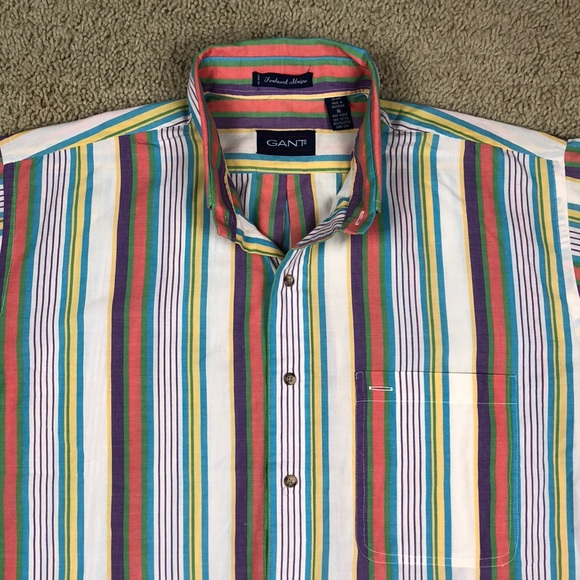 Vintage 90s Gant Foxhunt Stripe Multicolor Shirt - Picture 2 of 7